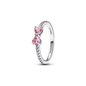 Pandora Jewelry Sparkling Bow Ring Women 5 Silver Pink Sapphire Heart